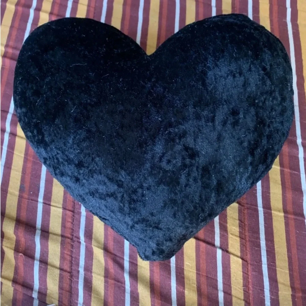 Black Heart Pillow with Skeleton Design
